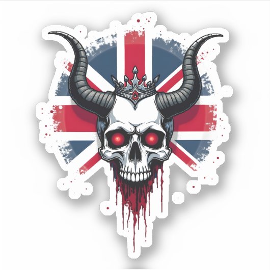 British Skull England UK Flag Premium T-Shirt (1) シール (正面)