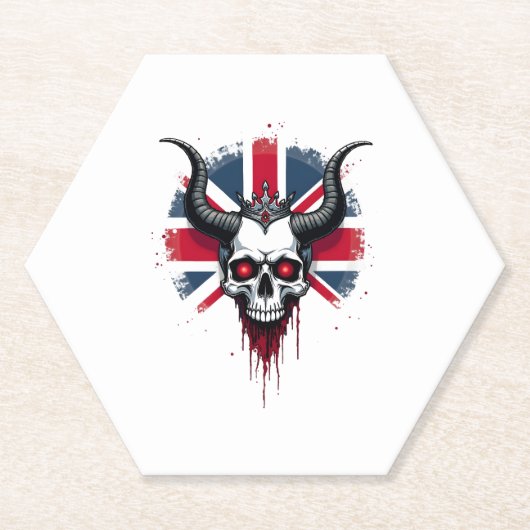 British Skull England UK Flag Premium T-Shirt (1) ペーパーコースター (正面)