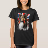 British UK Sheltie on Great Britain Shetland Sheep Tシャツ (正面)