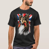 British UK Sheltie on Great Britain Shetland Sheep Tシャツ (正面)
