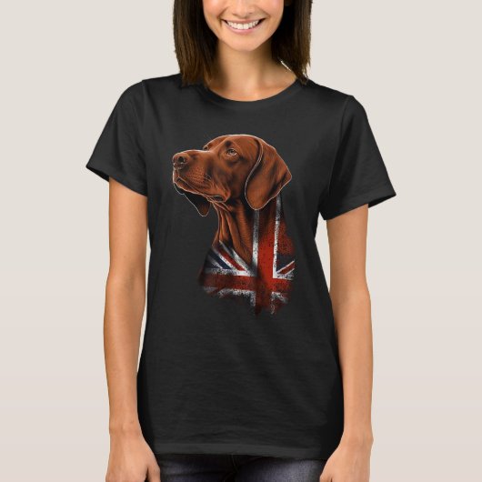 British UK Vizsla on Great Britain Vizsla Tシャツ (正面)