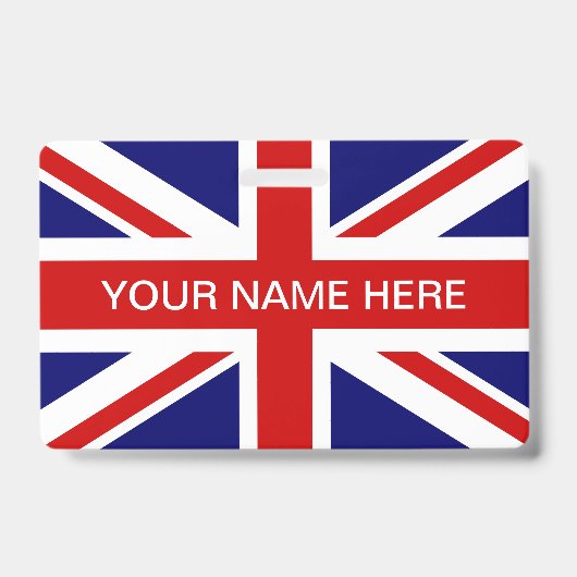 British Union Jack flag personalized name バッジ (表面)