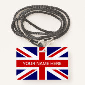 British Union Jack flag personalized name バッジ (正面ランヤード)
