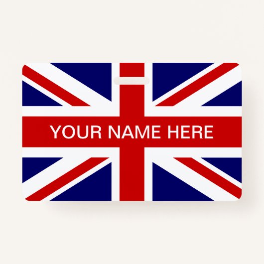 British Union Jack flag personalized name バッジ (正面)