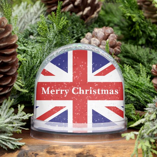 British Union Jack flag snow globe with photo (冬)