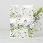 British White Floral & Swan Watercolor Art セーブザデート (スタンド正面)
