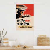 British WWII Propaganda Poster Strike Now ポスター (キッチン)