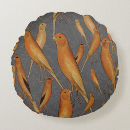 British Yorkshire Canary Gray Brocade背景 ラウンドクッション