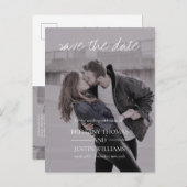 Brittany写真モダンホワイトスクリプト日付の保存 案内ポストカード (正面/裏面)