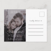 Brittany写真モダンホワイトスクリプト日付の保存 案内ポストカード (裏面)