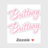 Brittany装飾名inピンクx2ステッカー シール (シート)