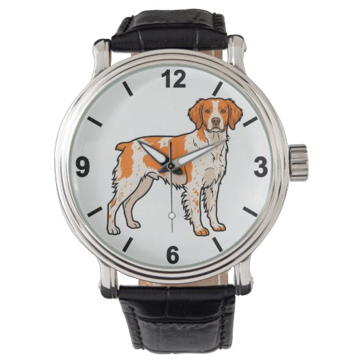 Brittany Dog Wrist Watch Sporting Pet Style 腕時計 (正面)