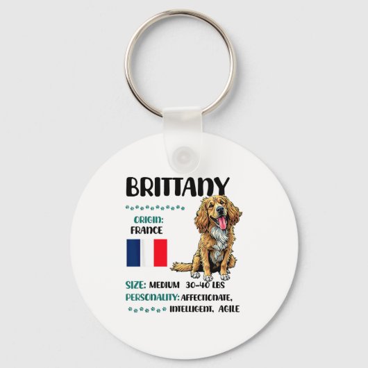 Brittany Origin Funny Brittany Dog Lover キーホルダー (正面)