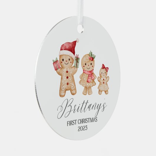 Brittany Personalized Baby's First Christmas メタルオーナメント (正面右)