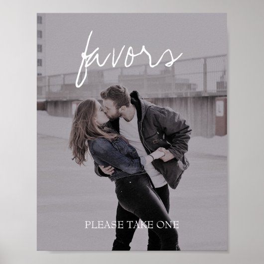 Brittany Photo Calligraphy Wedding Favors Sign ポスター (正面)