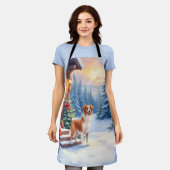 Brittany Rustic Cabin Christmas Winter Art エプロン (着用した状態)