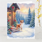 Brittany Rustic Cabin Christmas Winter Art カード (黄色い花)
