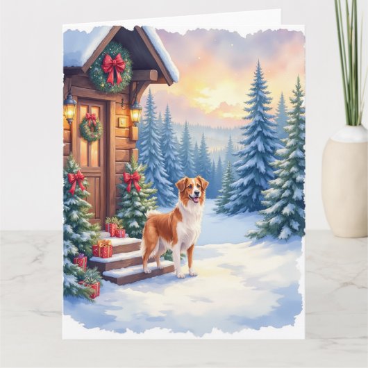 Brittany Rustic Cabin Christmas Winter Art カード (正面)
