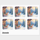 Brittany Rustic Cabin Christmas Winter Art スクエアシール (シート)