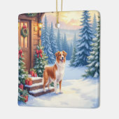 Brittany Rustic Cabin Christmas Winter Art セラミックオーナメント (左)