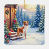 Brittany Rustic Cabin Christmas Winter Art セラミックオーナメント (裏面)