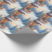 Brittany Rustic Cabin Christmas Winter Art ラッピングペーパー (角)