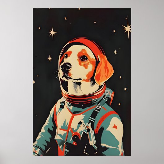 Brittany Spaniel Astronaut Poster, Brittany Retro ポスター (正面)