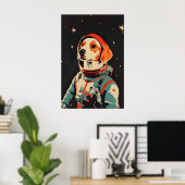 Brittany Spaniel Astronaut Poster, Brittany Retro ポスター (ホームオフィス)