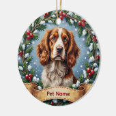 Brittany Spaniel Christmas セラミックオーナメント (左)