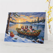 Brittany Spaniel Christmas Boat Holiday カード (黄色い花)