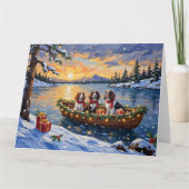 Brittany Spaniel Christmas Boat Holiday カード (正面)