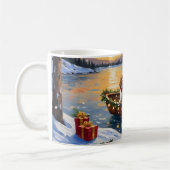 Brittany Spaniel Christmas Boat Holiday コーヒーマグカップ (左)