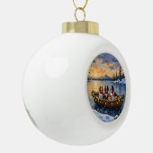 Brittany Spaniel Christmas Boat Holiday セラミックボールオーナメント (左)