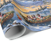 Brittany Spaniel Christmas Boat Holiday ラッピングペーパー (ロールコーナー)