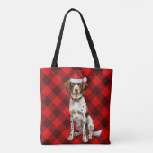 Brittany Spaniel Christmas Dog Red Seasonal Plaid トートバッグ (裏面)