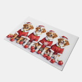 Brittany Spaniel Christmas Dress Santa Hat ドアマット (アングル)