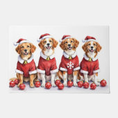 Brittany Spaniel Christmas Dress Santa Hat ドアマット (正面)