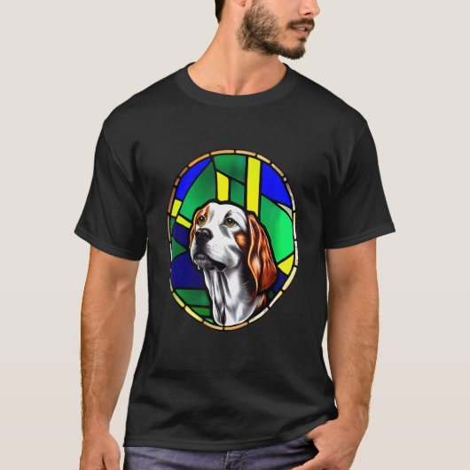 Brittany Spaniel - Colorful Stained Glass_3 Tシャツ (正面)