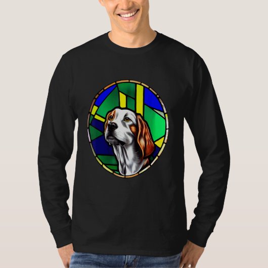 Brittany Spaniel - Colorful Stained Glass_3 Tシャツ (正面)