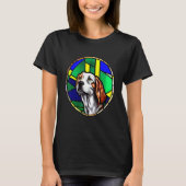 Brittany Spaniel - Colorful Stained Glass_3 Tシャツ (正面)
