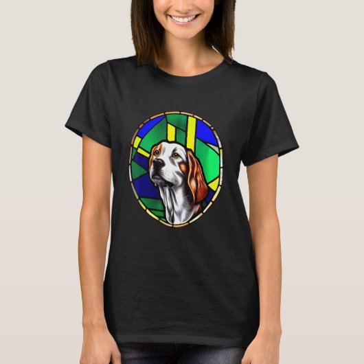 Brittany Spaniel - Colorful Stained Glass_3 Tシャツ (正面)