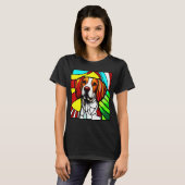 Brittany Spaniel - Colorful Stained Glass_5 Tシャツ (正面フル)