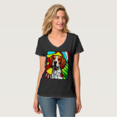Brittany Spaniel - Colorful Stained Glass_5 Tシャツ (正面フル)