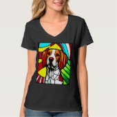 Brittany Spaniel - Colorful Stained Glass_5 Tシャツ (正面)