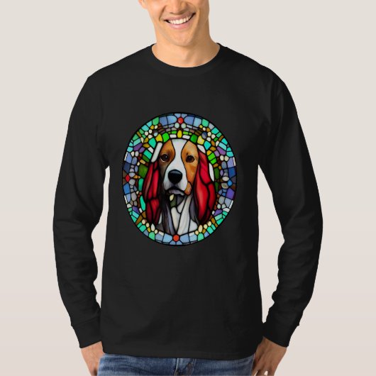 Brittany Spaniel - Colorful Stained Glass_6 Tシャツ (正面)