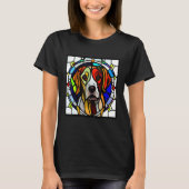 Brittany Spaniel - Colorful Stained Glass_8 Tシャツ (正面)