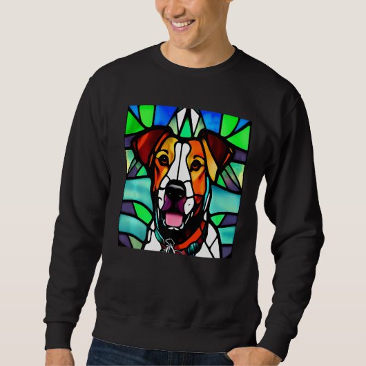 Brittany Spaniel - Colorful Stained Glass Premium_ スウェットシャツ (正面)