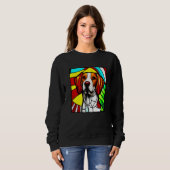 Brittany Spaniel - Colorful Stained Glass Premium スウェットシャツ (正面フル)