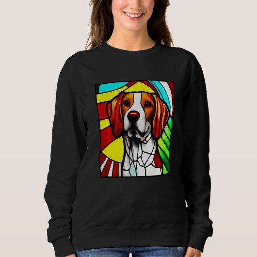 Brittany Spaniel - Colorful Stained Glass Premium スウェットシャツ (正面)