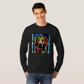 Brittany Spaniel - Colorful Stained Glass Premium_ Tシャツ (正面フル)